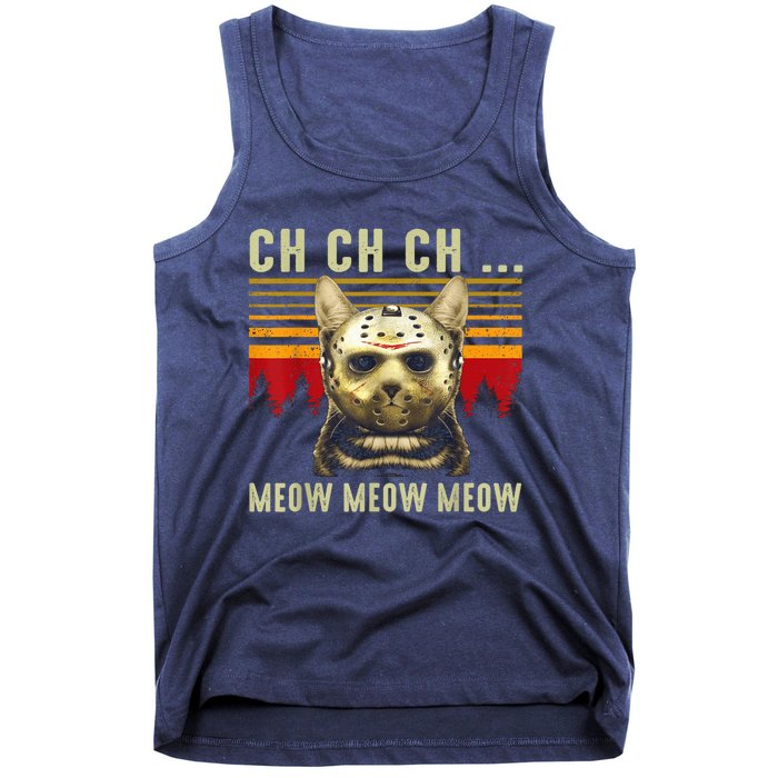 Ch Ch Ch Meow Meow Scary Friday Costume Halloween Cat Tank Top