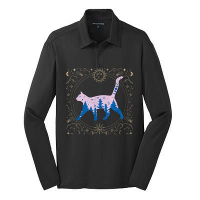 Cosmic Cat Silk Touch Performance Long Sleeve Polo