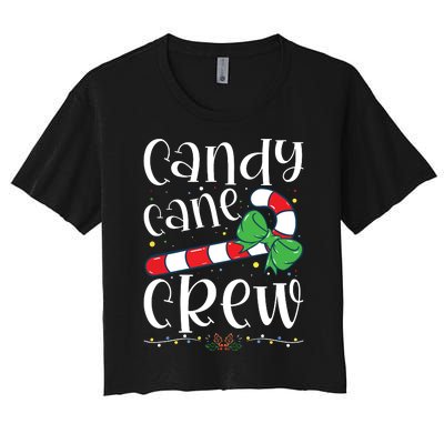 Candy Cane Crew Funny Christmas Candy Lover Xmas Women's Crop Top Tee