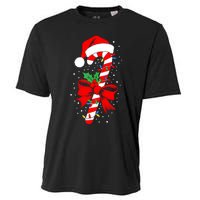 Christmas Candy Cane Women Pajamas Cooling Performance Crew T-Shirt