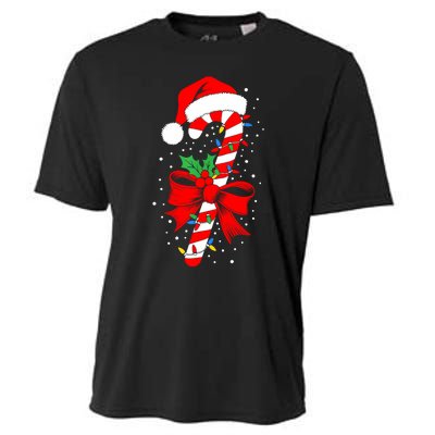 Christmas Candy Cane Women Pajamas Cooling Performance Crew T-Shirt