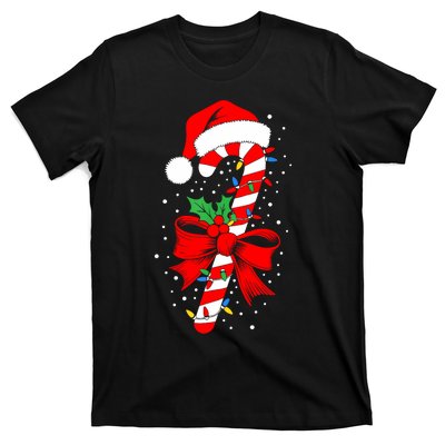 Christmas Candy Cane Women Pajamas T-Shirt