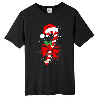 Christmas Candy Cane Women Pajamas Tall Fusion ChromaSoft Performance T-Shirt