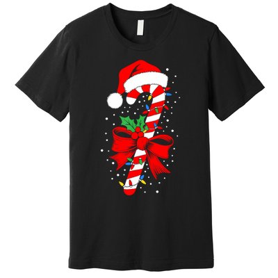 Christmas Candy Cane Women Pajamas Premium T-Shirt