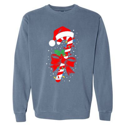 Christmas Candy Cane Women Pajamas Garment-Dyed Sweatshirt