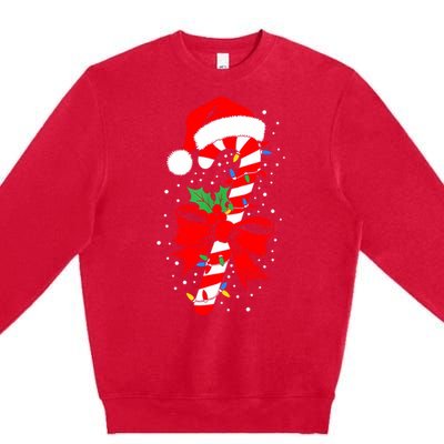 Christmas Candy Cane Women Pajamas Premium Crewneck Sweatshirt