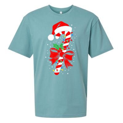 Christmas Candy Cane Women Pajamas Sueded Cloud Jersey T-Shirt