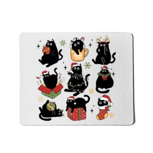 Cute Cat Christmas Black Cats Santa Hat Xmas Meowy Catmas Mousepad