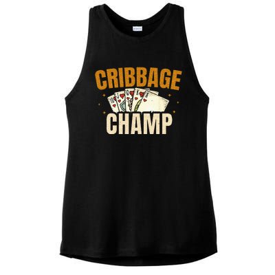 Cribbage Champ Card Game Players Ladies PosiCharge Tri-Blend Wicking Tank