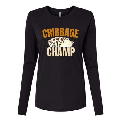 Cribbage Champ Card Game Players Womens Cotton Relaxed Long Sleeve T-Shirt