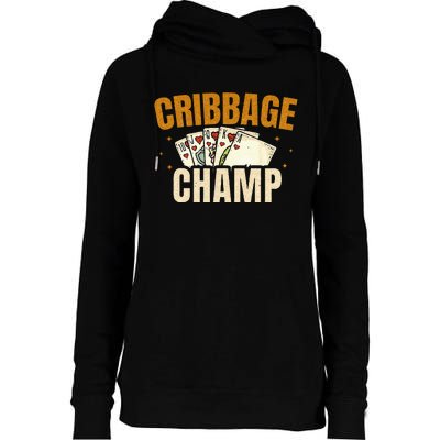 Cribbage Champ Card Game Players Womens Funnel Neck Pullover Hood