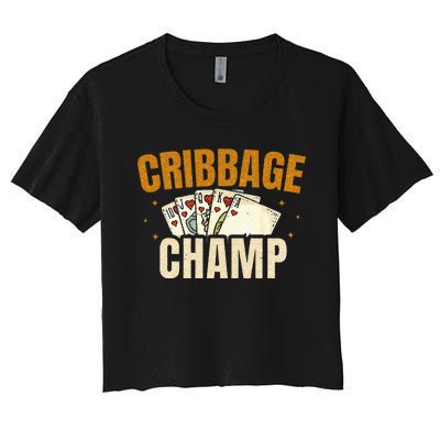 Cribbage Champ Card Game Players Women's Crop Top Tee