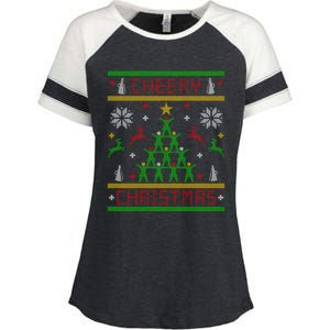 Cheery Christmas Cheer Cheerleading Ugly Christmas Enza Ladies Jersey Colorblock Tee