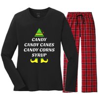 Candy Candy Canes Candy Corn Syrup Women's Long Sleeve Flannel Pajama Set 