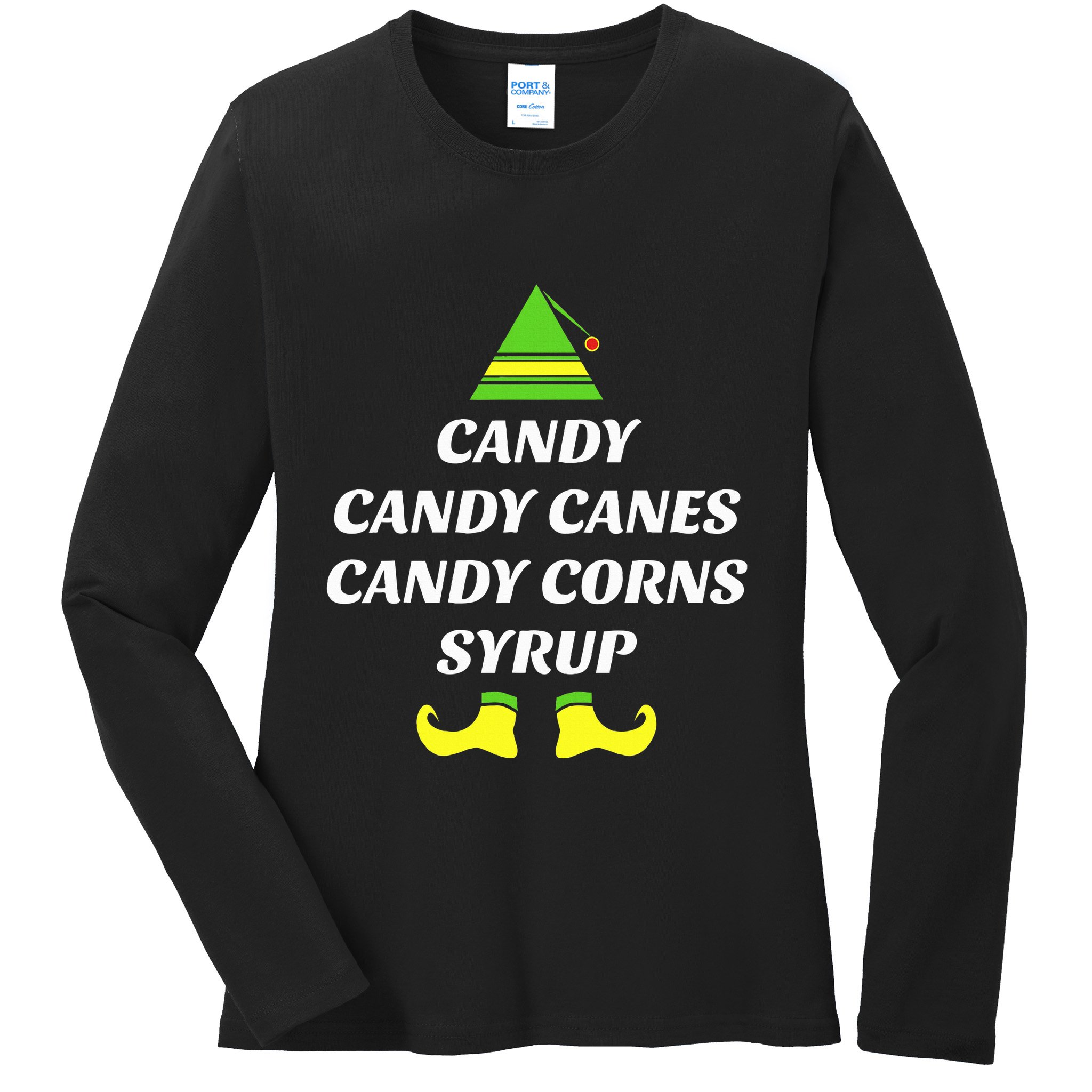 Candy Candy Canes Candy Corn Syrup Ladies Long Sleeve Shirt