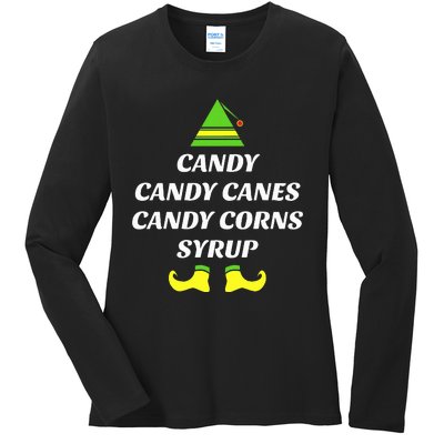 Candy Candy Canes Candy Corn Syrup Ladies Long Sleeve Shirt