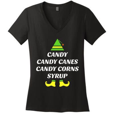 Candy Candy Canes Candy Corn Syrup Women's V-Neck T-Shirt