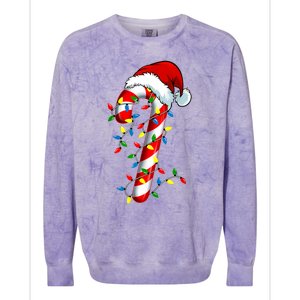 Christmas Candy Cane Santa Hat Women Colorblast Crewneck Sweatshirt