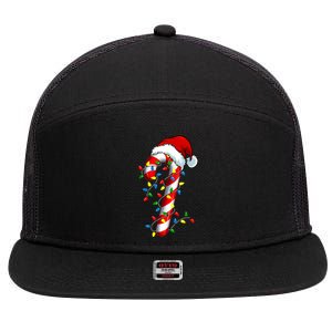 Christmas Candy Cane Santa Hat Women 7 Panel Mesh Trucker Snapback Hat