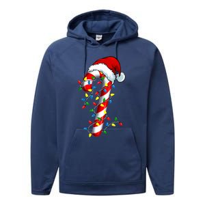 Christmas Candy Cane Santa Hat Women Performance Fleece Hoodie