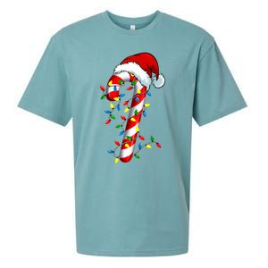 Christmas Candy Cane Santa Hat Women Sueded Cloud Jersey T-Shirt