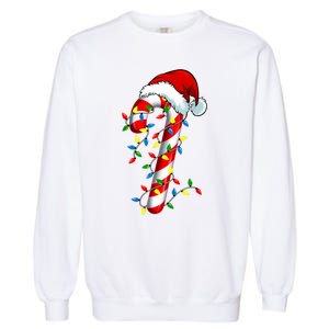 Christmas Candy Cane Santa Hat Women Garment-Dyed Sweatshirt