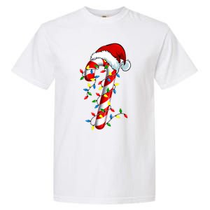 Christmas Candy Cane Santa Hat Women Garment-Dyed Heavyweight T-Shirt