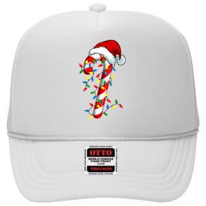 Christmas Candy Cane Santa Hat Women High Crown Mesh Back Trucker Hat