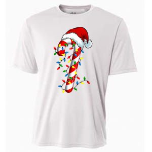 Christmas Candy Cane Santa Hat Women Cooling Performance Crew T-Shirt