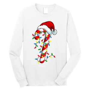 Christmas Candy Cane Santa Hat Women Long Sleeve Shirt