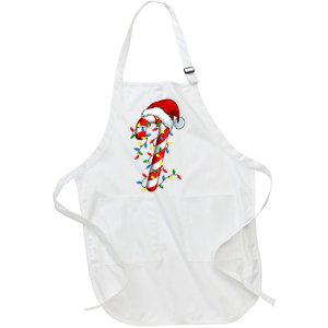 Christmas Candy Cane Santa Hat Women Full-Length Apron With Pockets