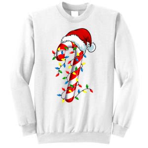 Christmas Candy Cane Santa Hat Women Sweatshirt