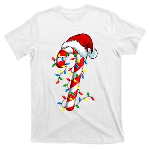 Christmas Candy Cane Santa Hat Women T-Shirt