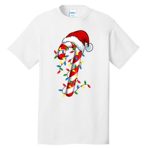 Christmas Candy Cane Santa Hat Women Tall T-Shirt