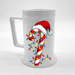 Christmas Candy Cane Santa Hat Women Beer Stein