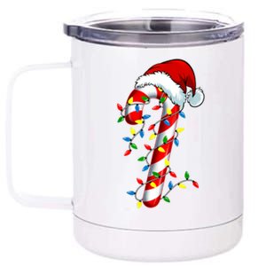 Christmas Candy Cane Santa Hat Women 12 oz Stainless Steel Tumbler Cup