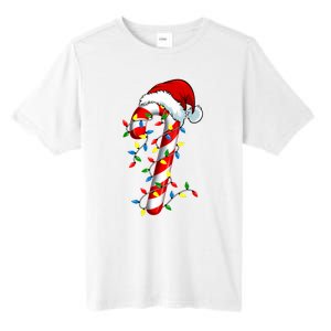 Christmas Candy Cane Santa Hat Women Tall Fusion ChromaSoft Performance T-Shirt