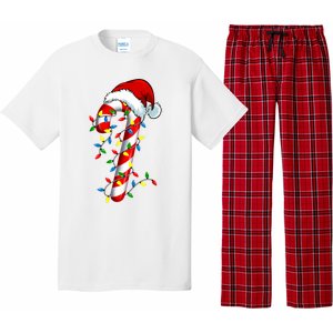 Christmas Candy Cane Santa Hat Women Pajama Set