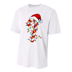 Christmas Candy Cane Santa Hat Women Performance Sprint T-Shirt