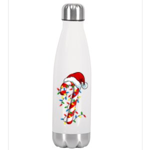 Christmas Candy Cane Santa Hat Women Stainless Steel Insulated Water Bottle