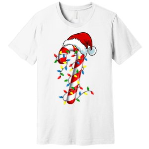 Christmas Candy Cane Santa Hat Women Premium T-Shirt