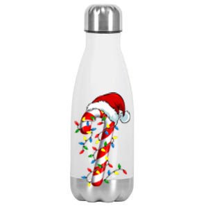 Christmas Candy Cane Santa Hat Women Stainless Steel Insulated Water Bottle