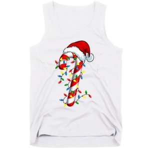 Christmas Candy Cane Santa Hat Women Tank Top