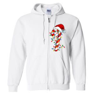 Christmas Candy Cane Santa Hat Women Full Zip Hoodie