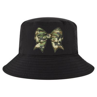 Cute Camo Coquette Ribbon Bow Cool Comfort Performance Bucket Hat