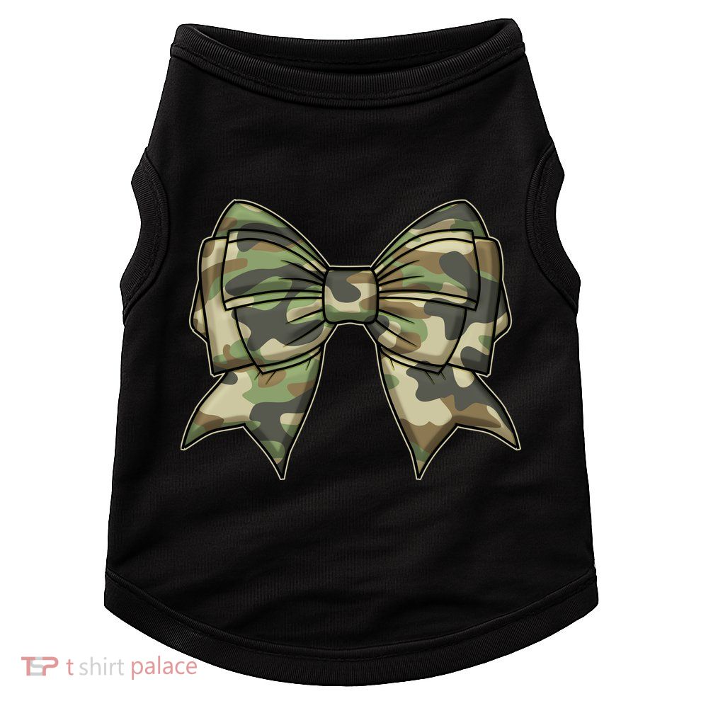 Cute Camo Coquette Ribbon Bow Doggie Tank