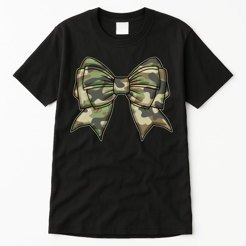 Cute Camo Coquette Ribbon Bow Tall T-Shirt