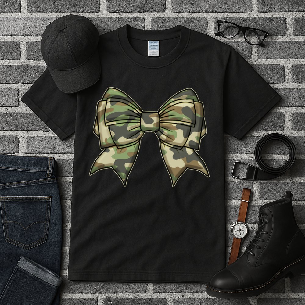 Cute Camo Coquette Ribbon Bow Tall T-Shirt