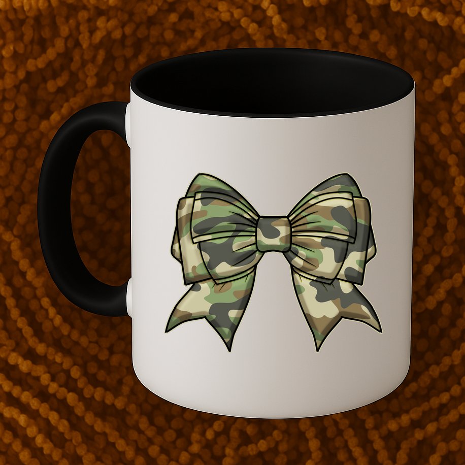 Cute Camo Coquette Ribbon Bow Mug