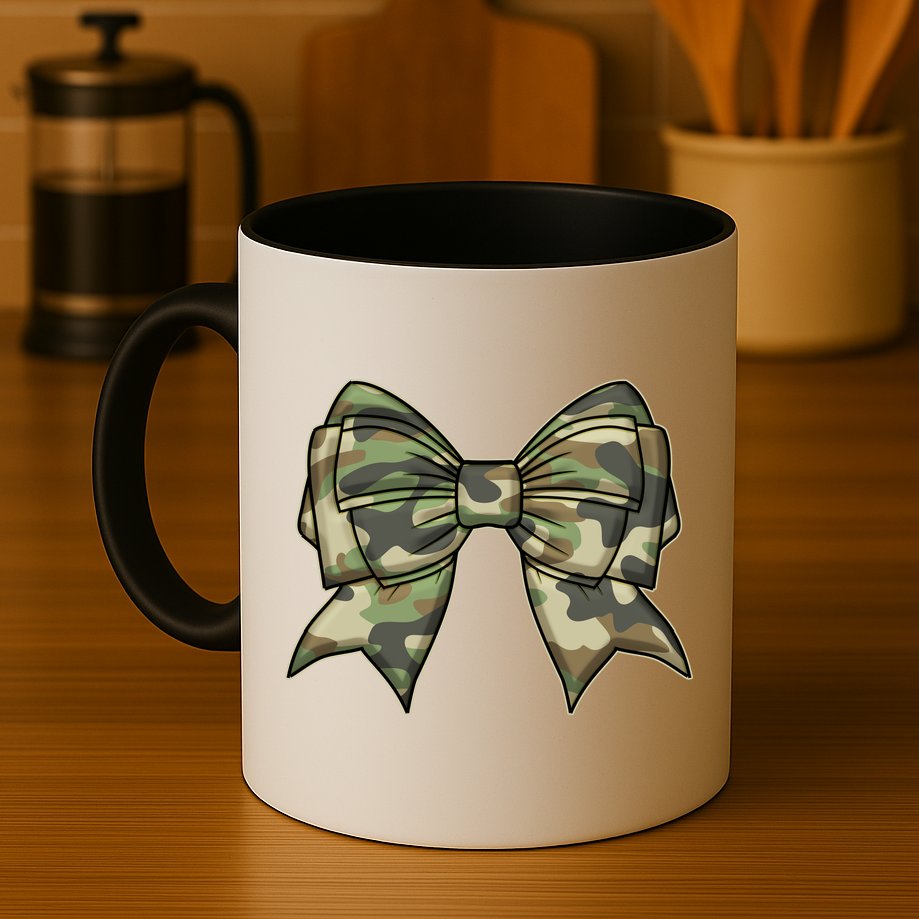 Cute Camo Coquette Ribbon Bow Mug